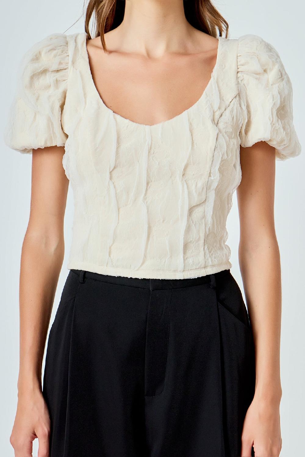 Endless Rose Stretch Texture Top TAUPE