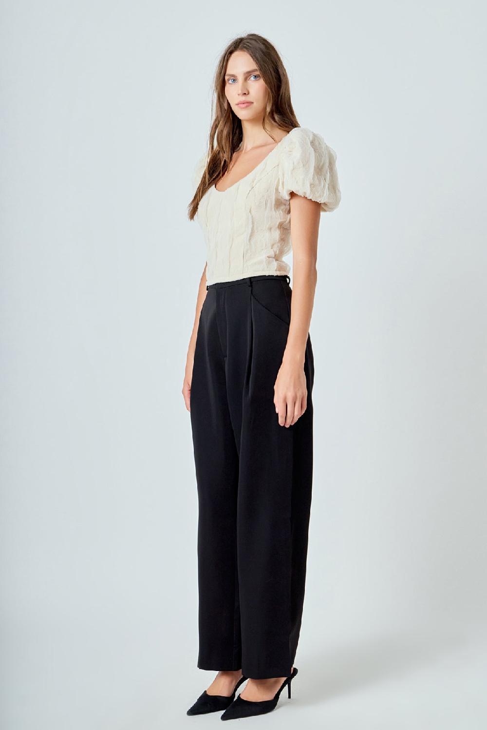 Endless Rose Stretch Texture Top TAUPE