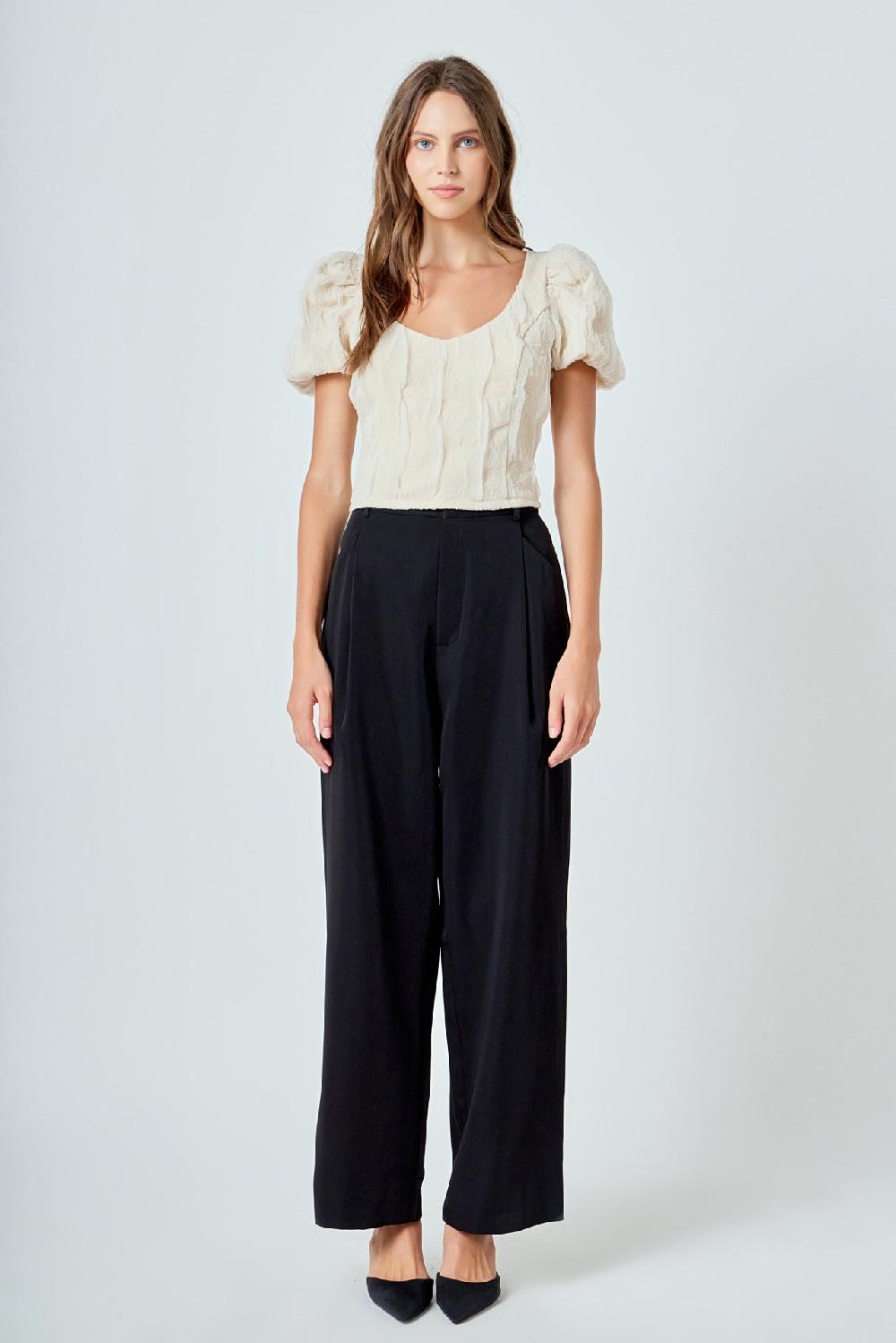 Endless Rose Stretch Texture Top TAUPE