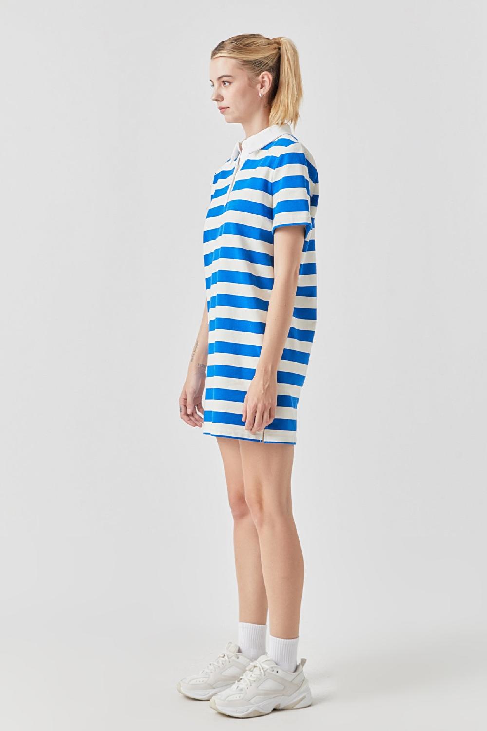 Endless Rose Stripe Collar Mini Dress BLUE/WHITE