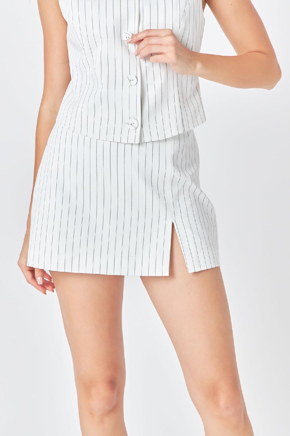 Endless Rose Stripe Skort WHITE/BLACK