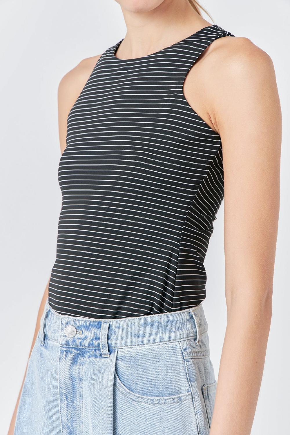 Endless Rose Striped Bodysuit BLACK/WHITE