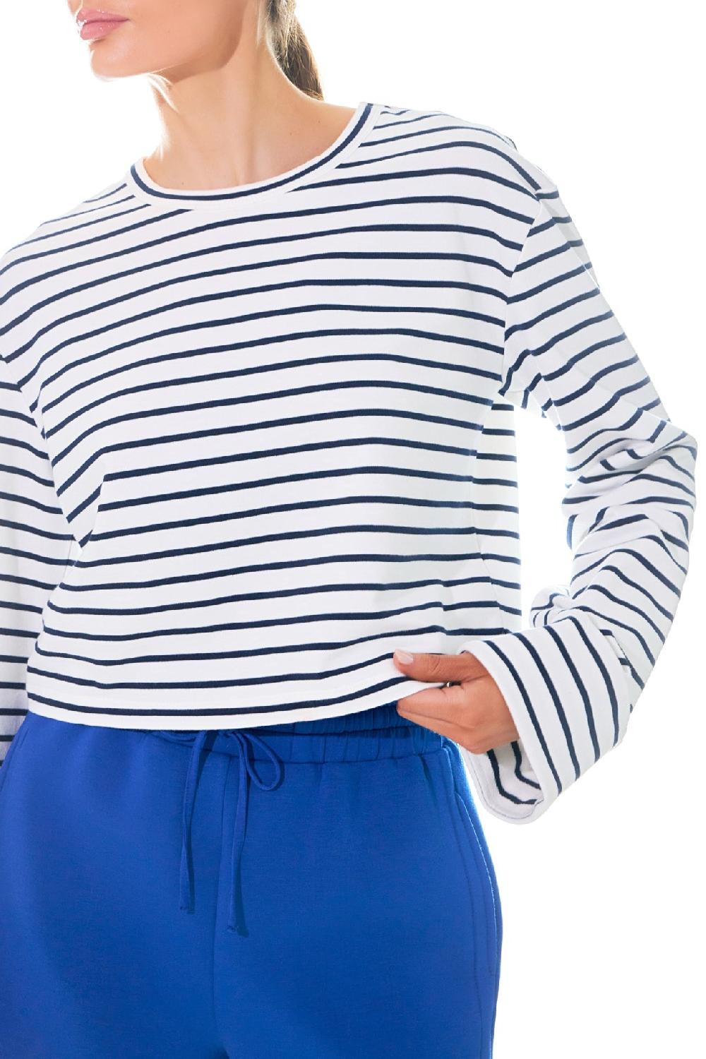 Endless Rose Striped Cropped Top WHITE/NAVY