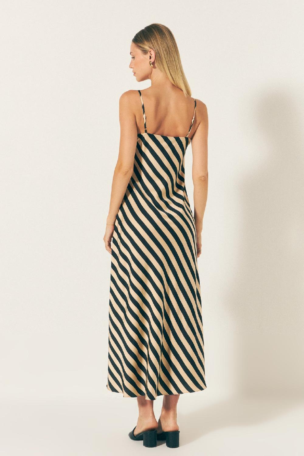 Endless Rose Striped Maxi Slip Dress CREAM/BLACK