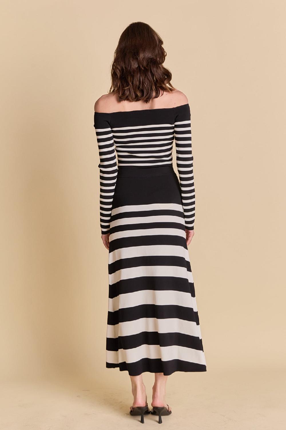 Endless Rose Striped Midi Skirt BLACK/CREAM