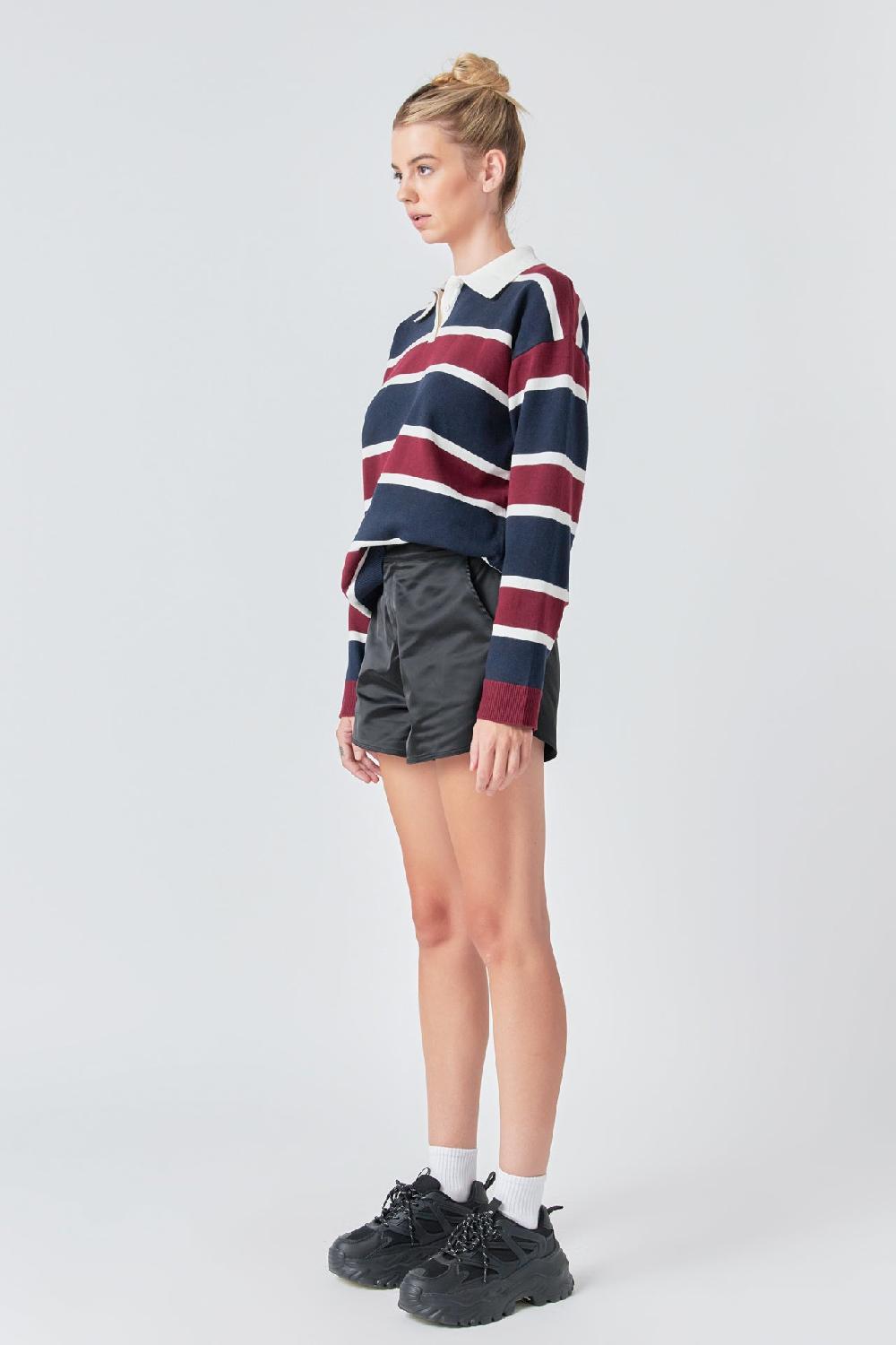 Endless Rose Striped Polo Knit Shirt MULTI