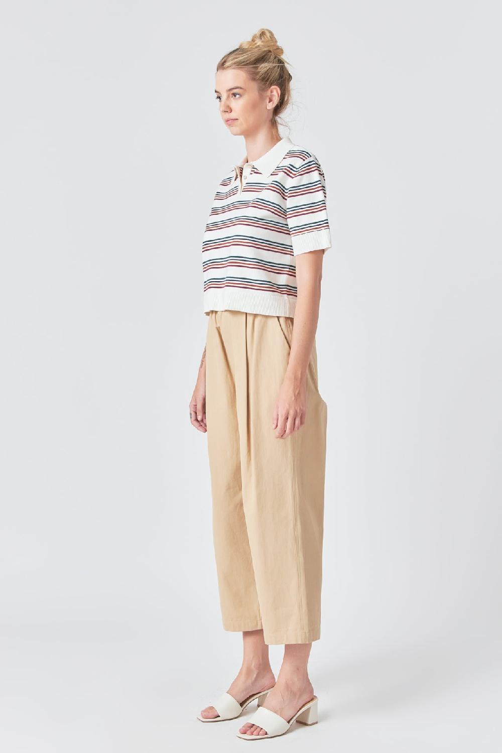 Endless Rose Striped Polo Knit Shirt MULTI