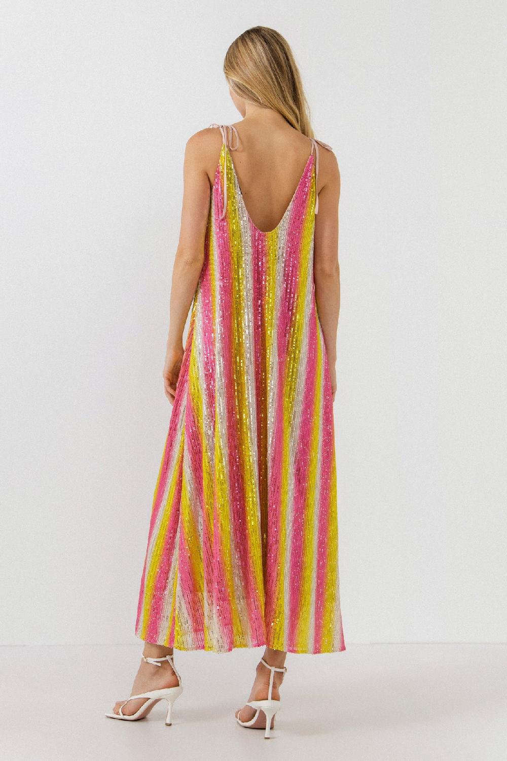 Endless Rose Striped Sequin Maxi Dress MULTI