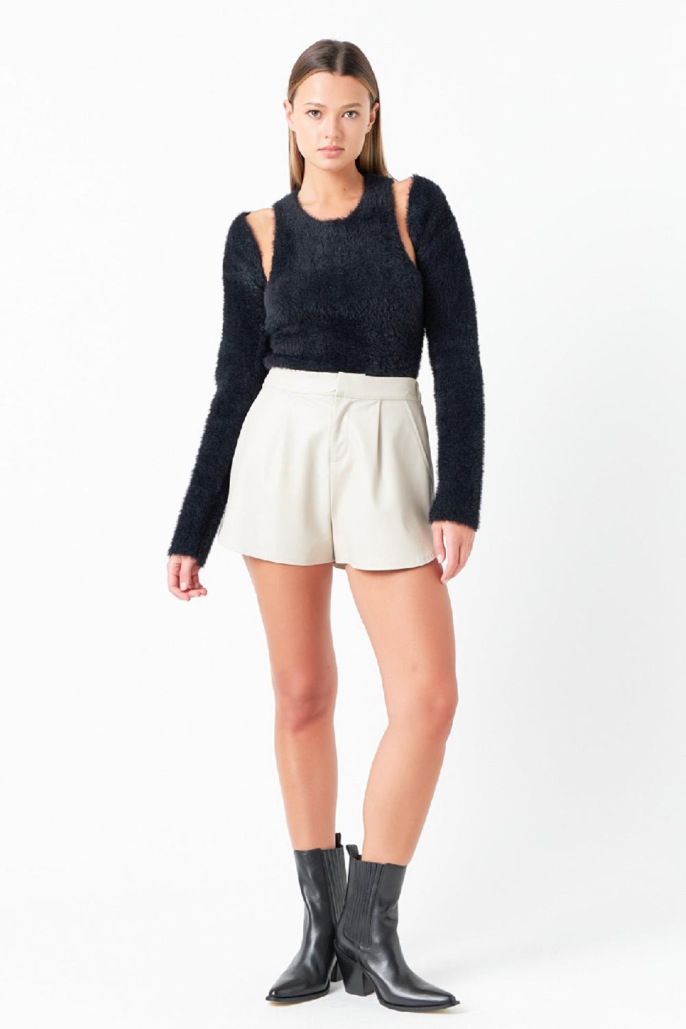 Endless Rose Sweater Tank And Shrug Set BLACK