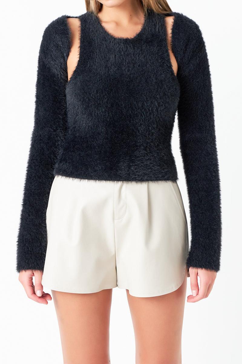 Endless Rose Sweater Tank And Shrug Set BLACK