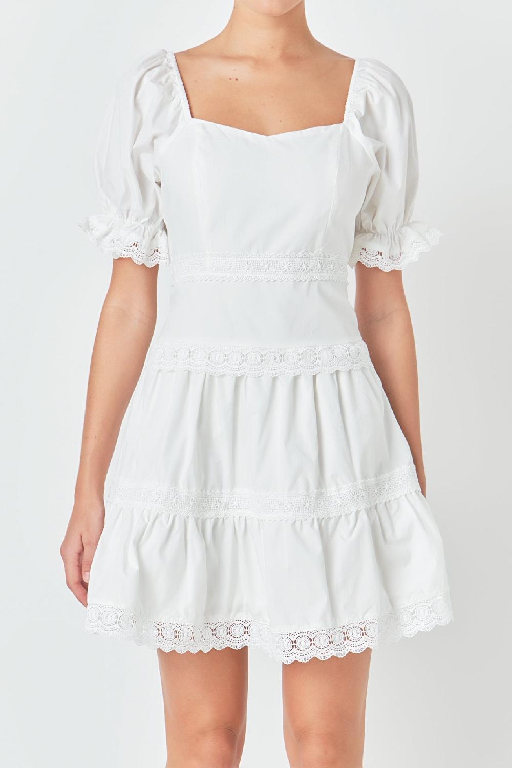 Endless Rose Sweetheart Lace Combo Puff Mini WHITE