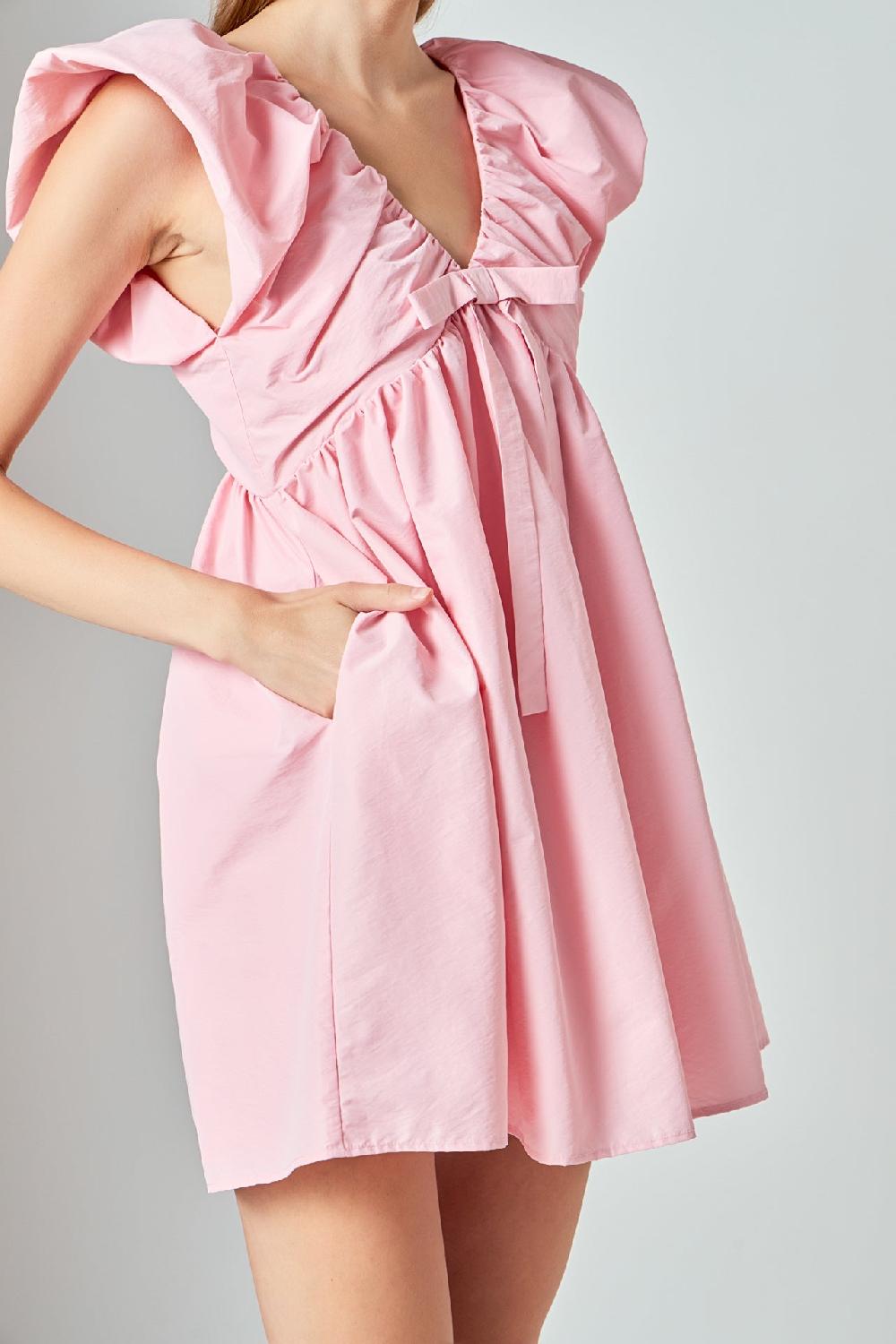 Endless Rose Sydney Combo Bow Mini Dress PINK/PINK