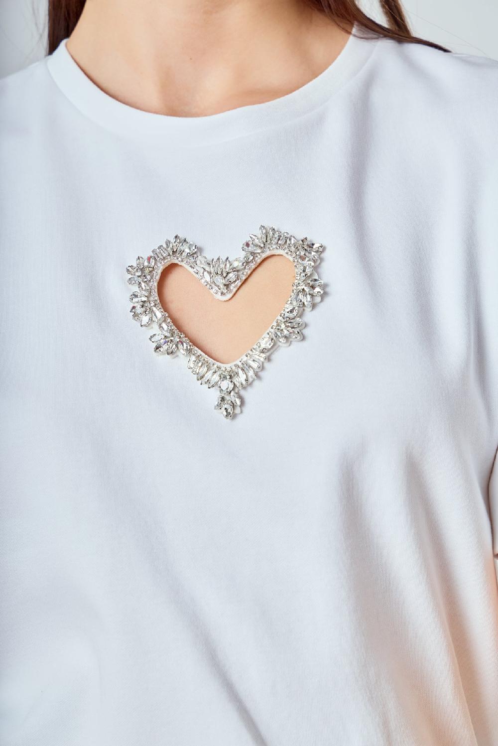 Endless Rose T-Shirt With Heart Cutout WHITE