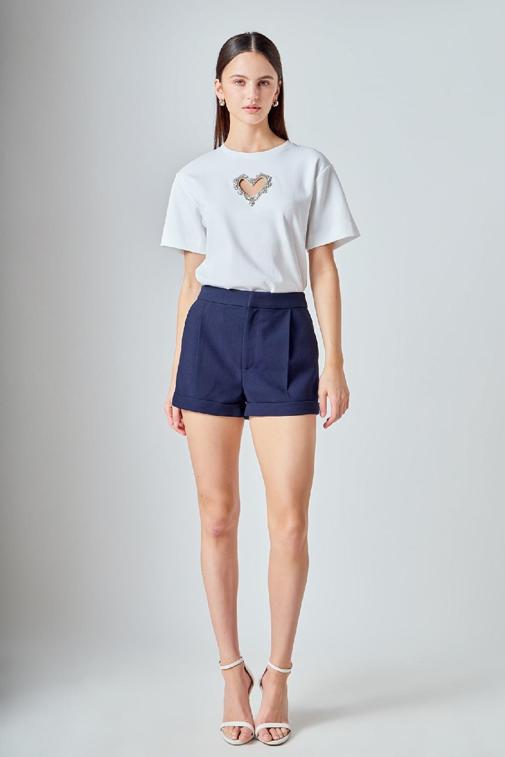 Endless Rose T-Shirt With Heart Cutout WHITE