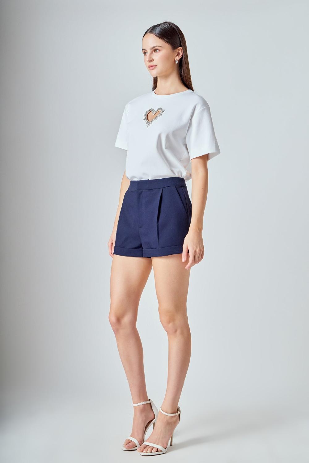 Endless Rose T-Shirt With Heart Cutout WHITE