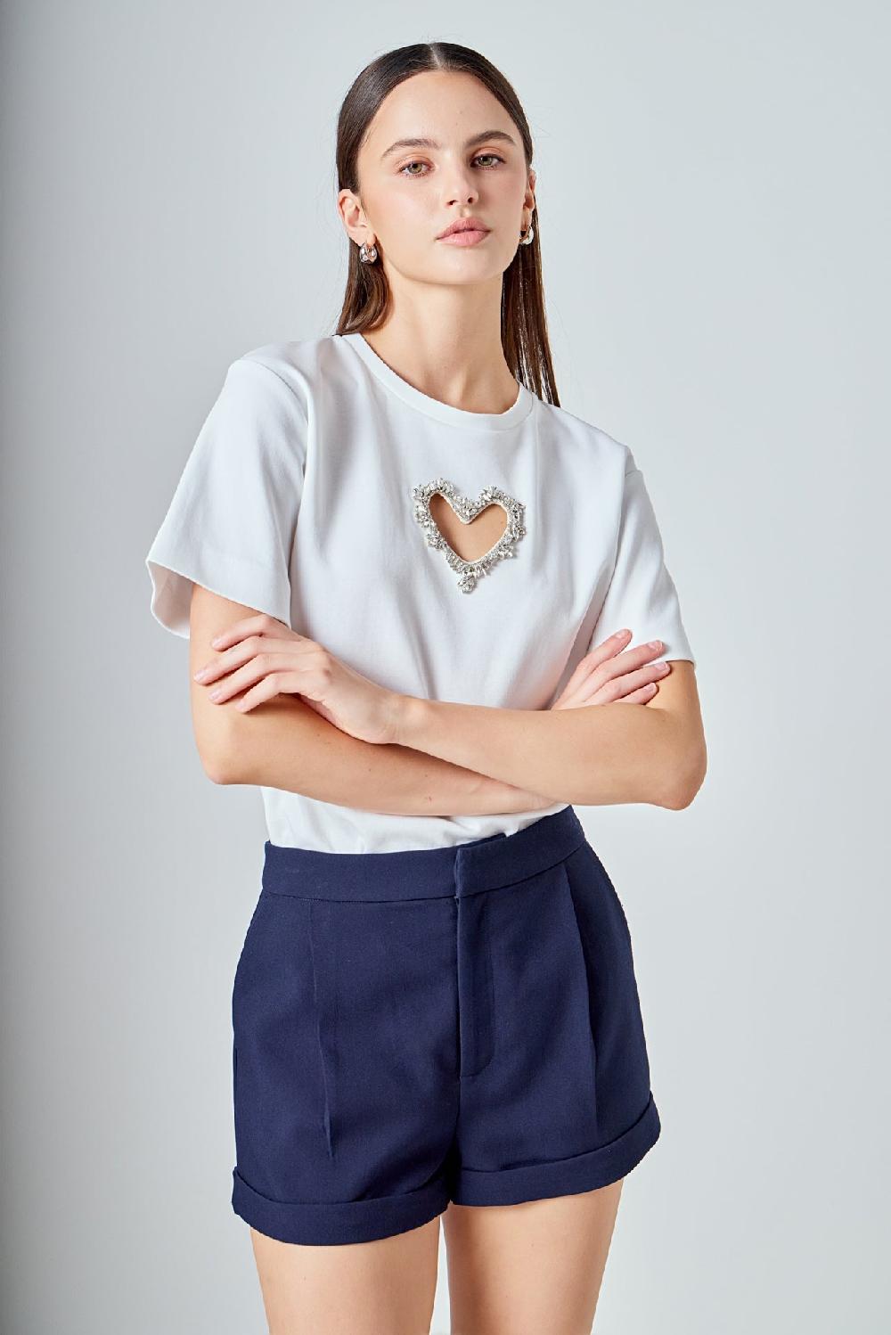 endless rose T-Shirt with Heart Cutout WHITE