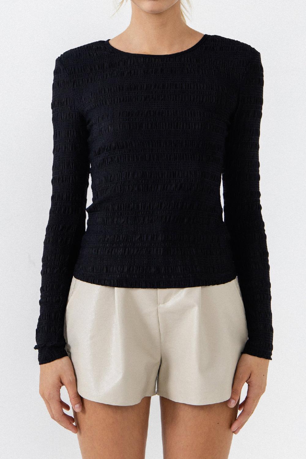 Endless Rose Texture Fitted Top BLACK