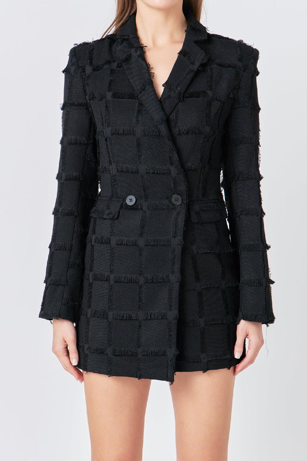 Endless Rose Textured Blazer Romper BLACK