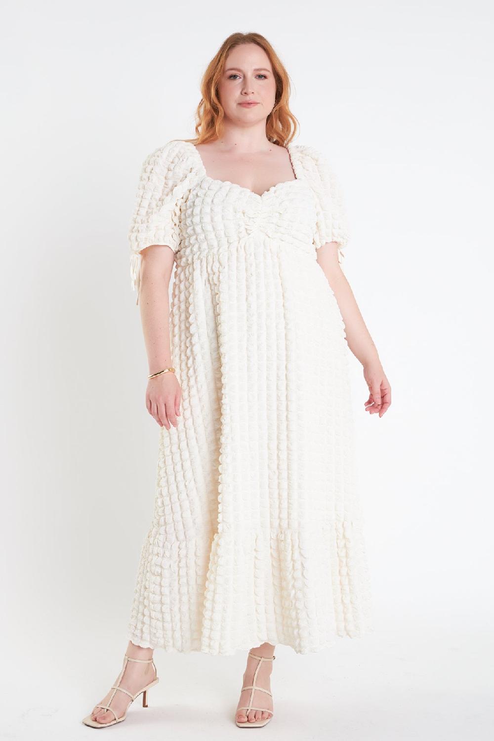 endless rose Textured Maxi Dress IVORY