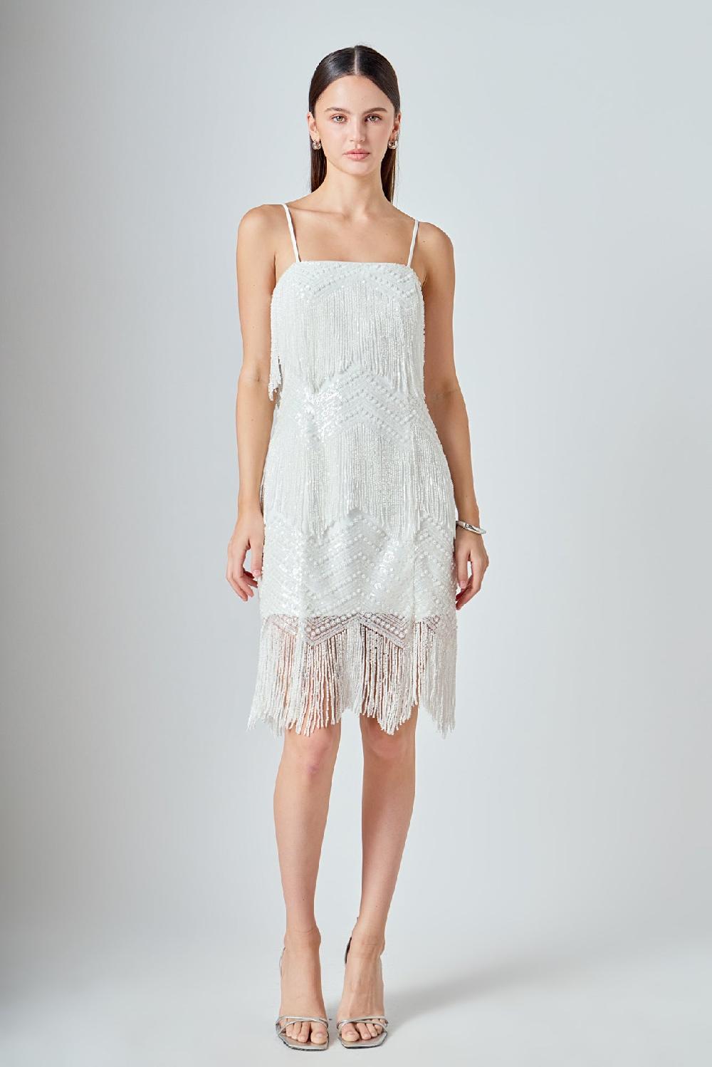 endless rose Textured Midi Dress WHITE