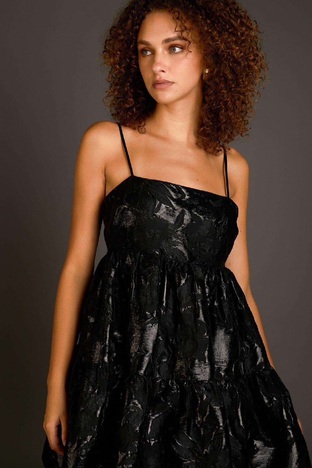 endless rose Textured Mini Dress BLACK