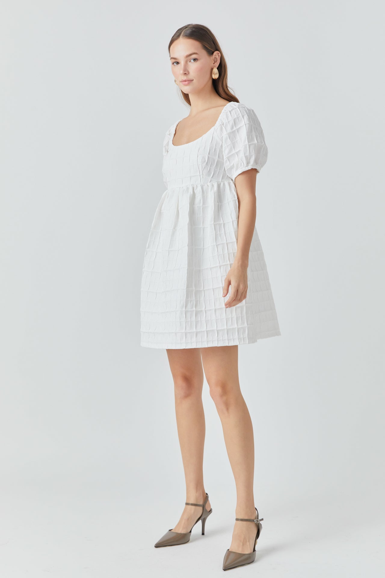 Endless Rose Textured Mini Dress WHITE