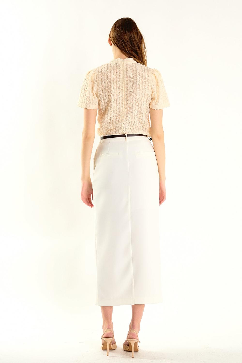 Endless Rose Textured Mock Neck Top IVORY