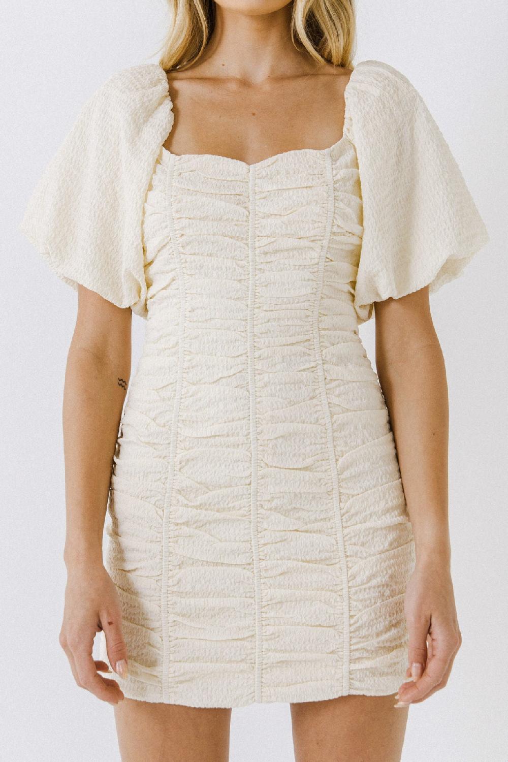 Endless Rose Textured Off-The-Shoulder Dress IVORY