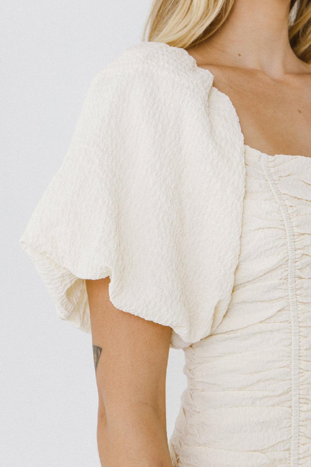 Endless Rose Textured Off-The-Shoulder Dress IVORY