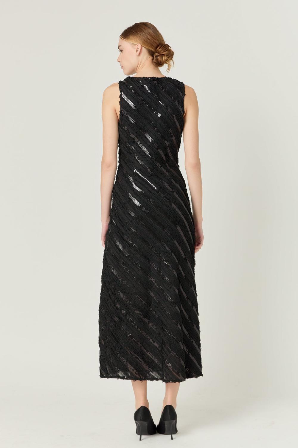 Endless Rose Textured Sleeveless Maxi Dress BLACK