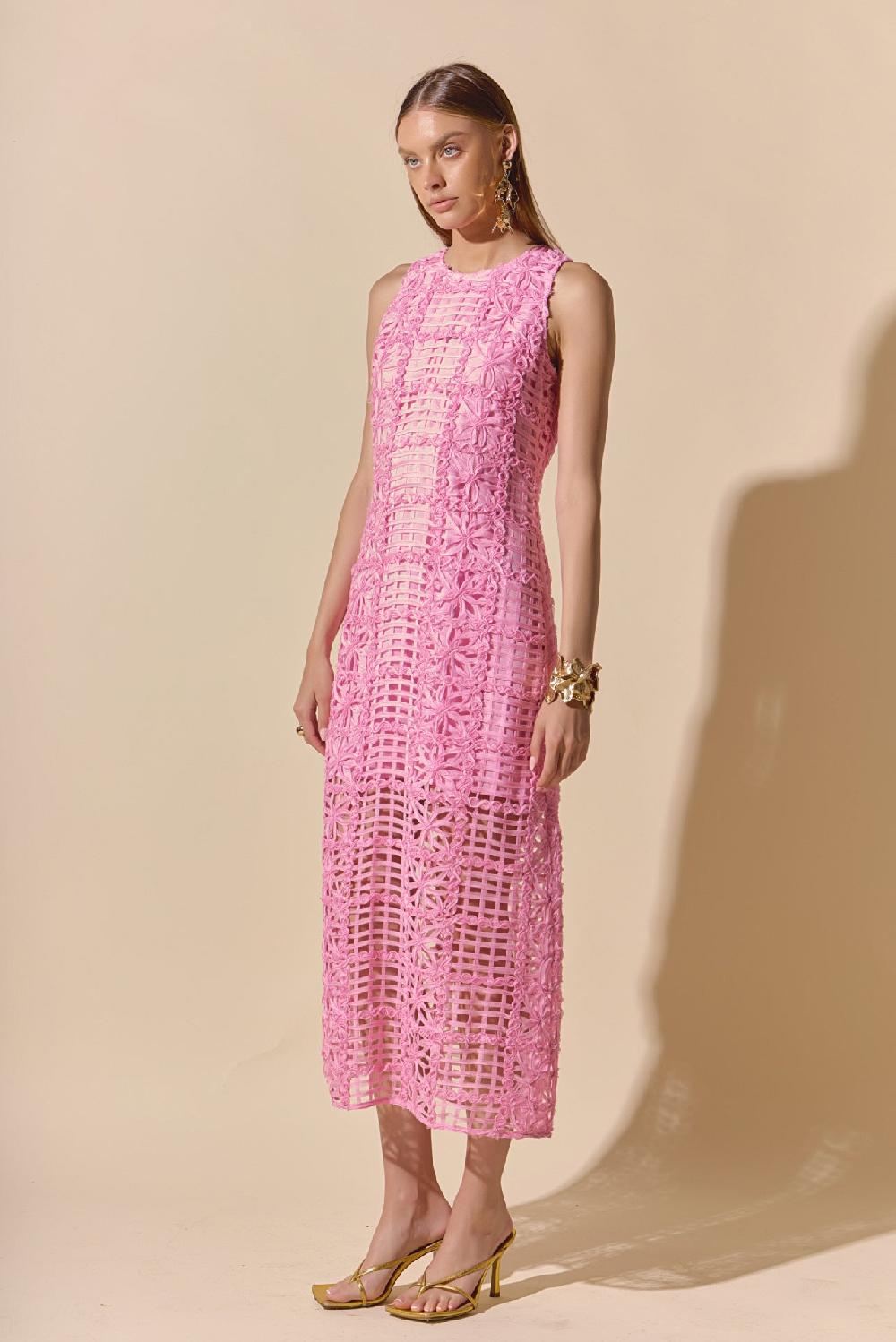 Endless Rose Textured Sleeveless Maxi Dress PINK