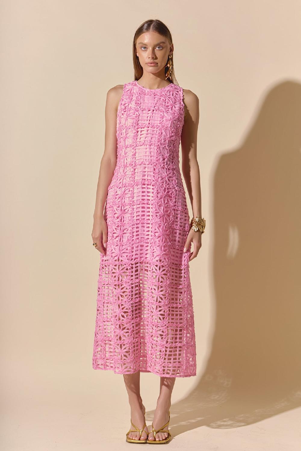 endless rose Textured Sleeveless Maxi Dress PINK