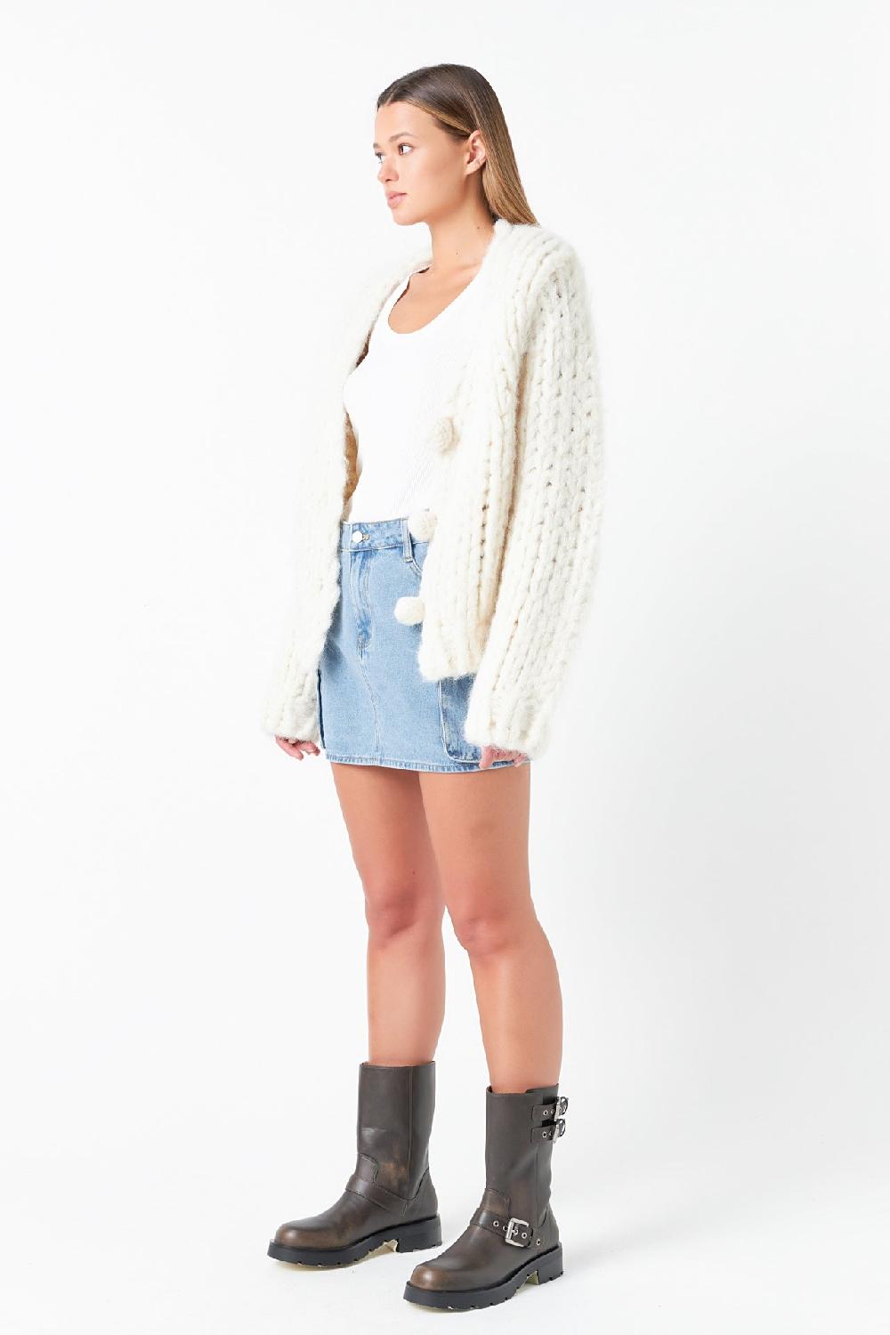 Endless Rose Thick Knit Sweater Cardigan CREAM