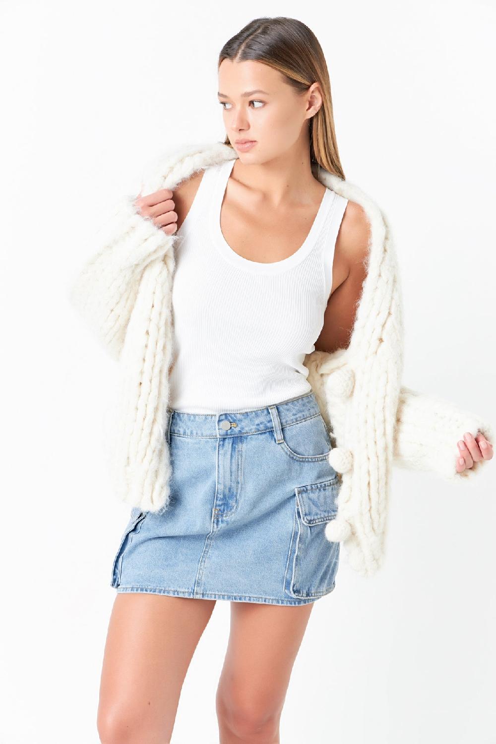endless rose Thick Knit Sweater Cardigan CREAM
