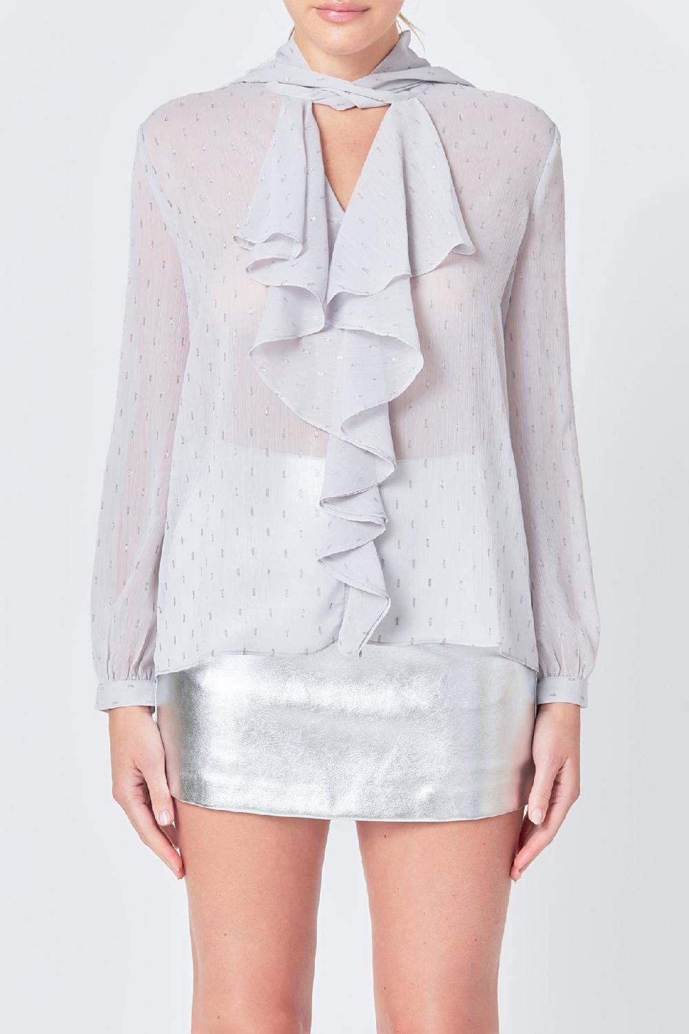 Endless Rose Tied Ruffle Blouse SILVER
