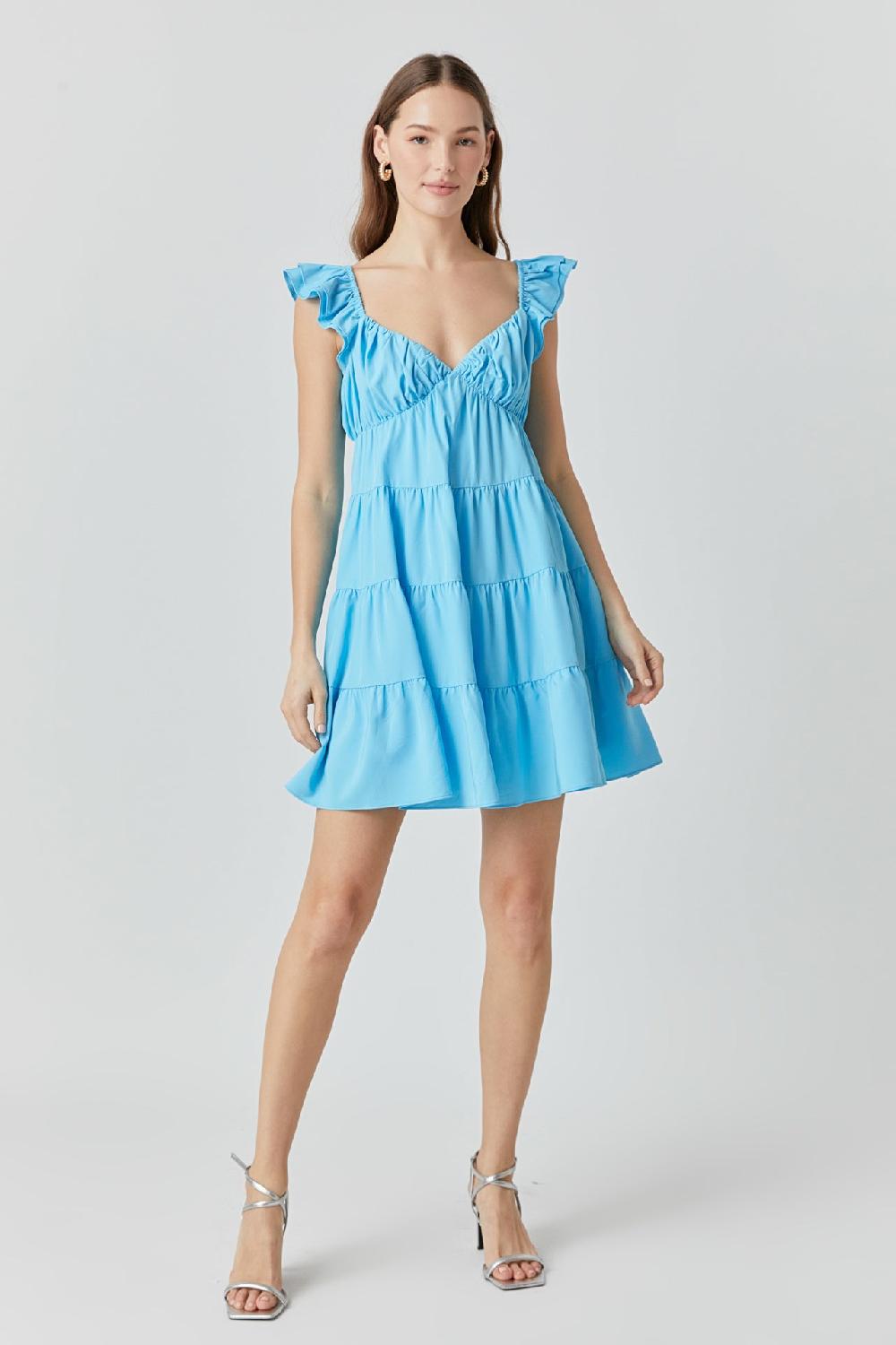 endless rose Tiered Mini Dress AQUA
