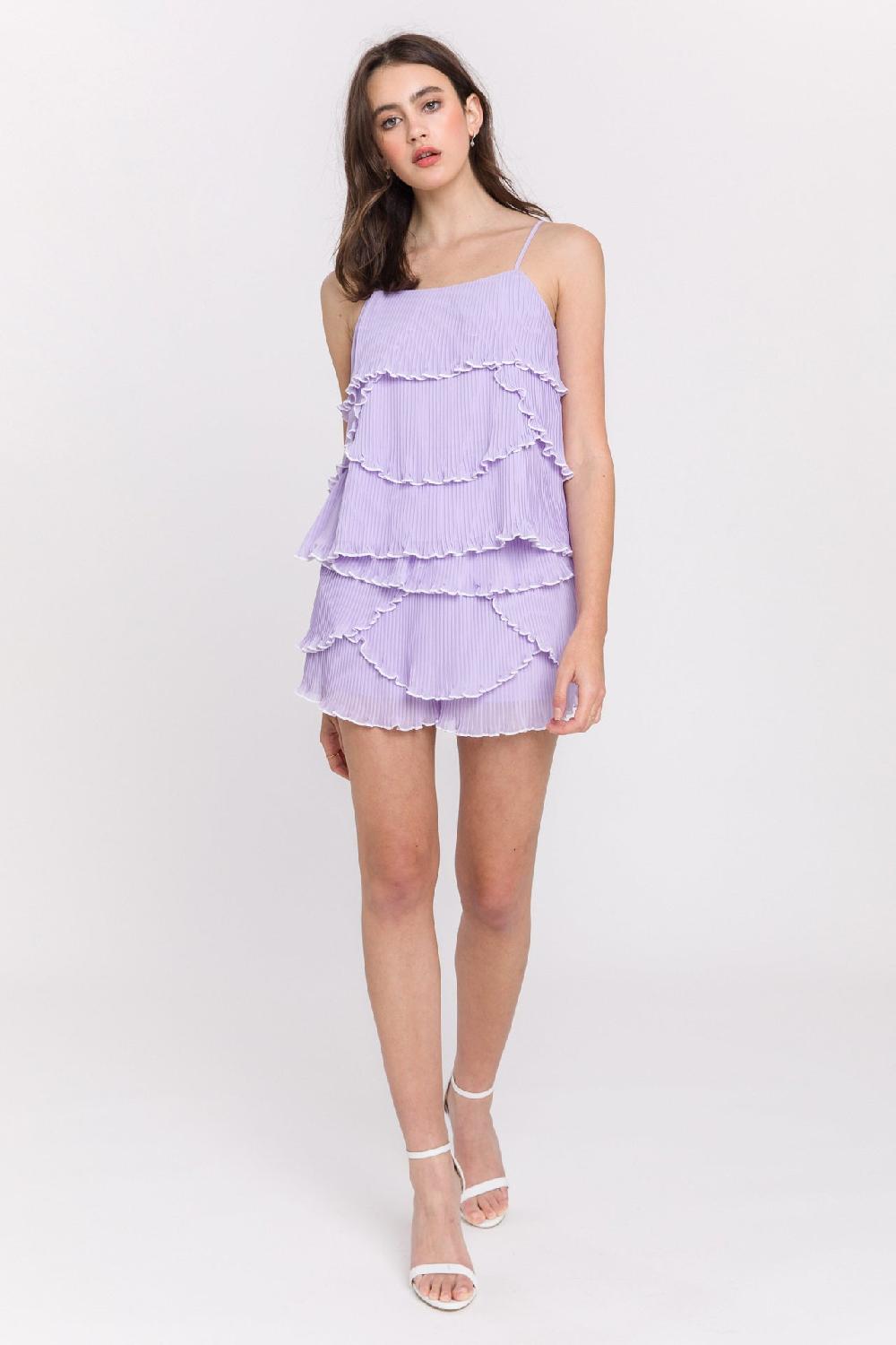 endless rose Tiered Ruffle Shorts LAVENDER