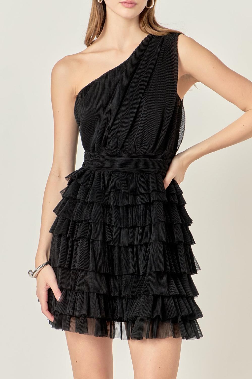 Endless Rose Tiered Tulle Mini Dress BLACK