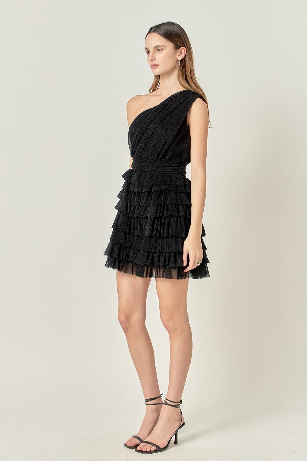 Endless Rose Tiered Tulle Mini Dress BLACK