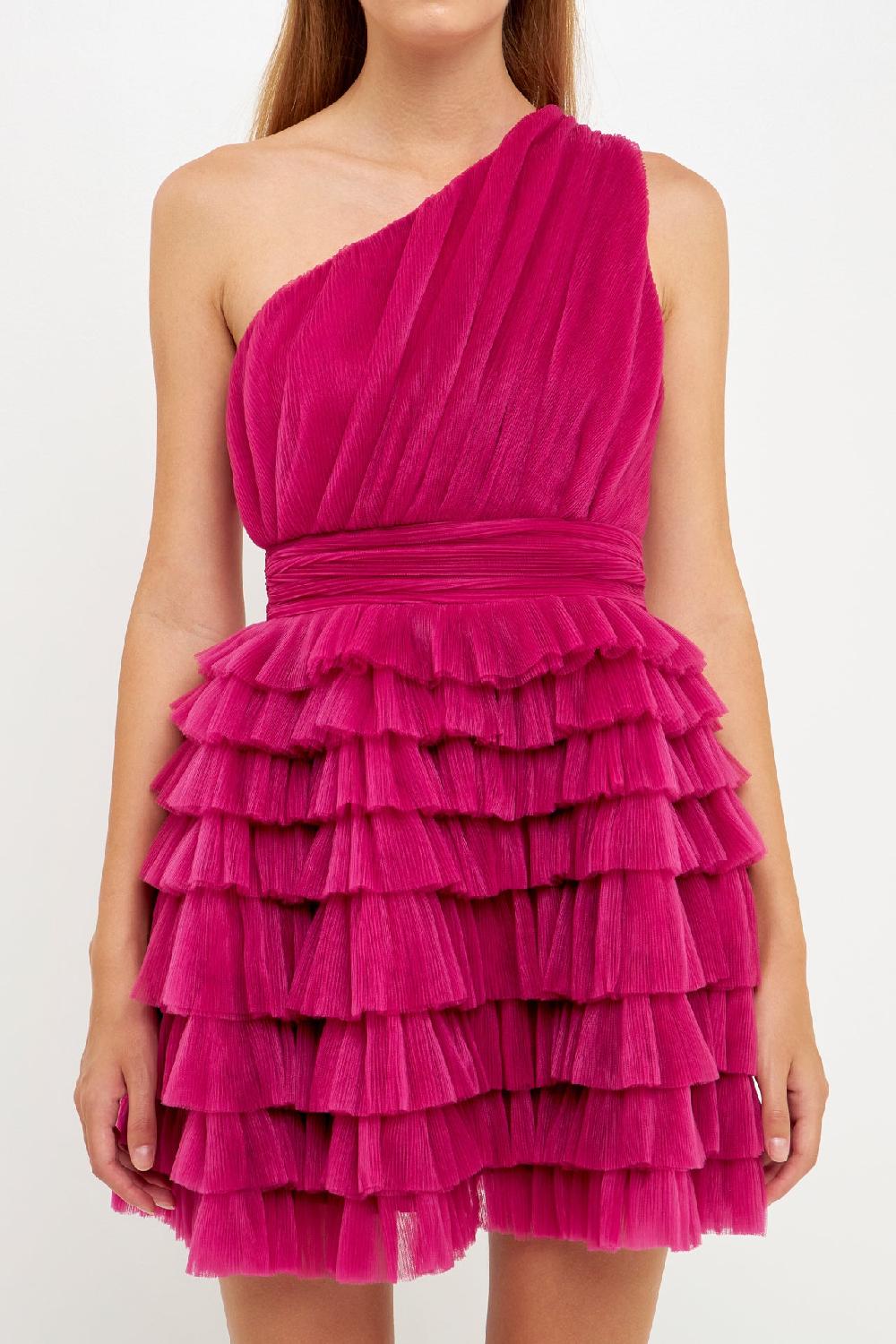 Endless Rose Tiered Tulle Mini Dress MAGENTA