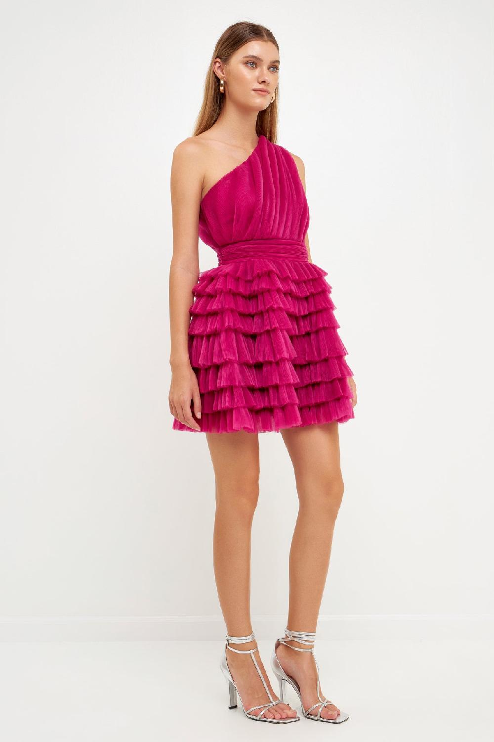 Endless Rose Tiered Tulle Mini Dress MAGENTA