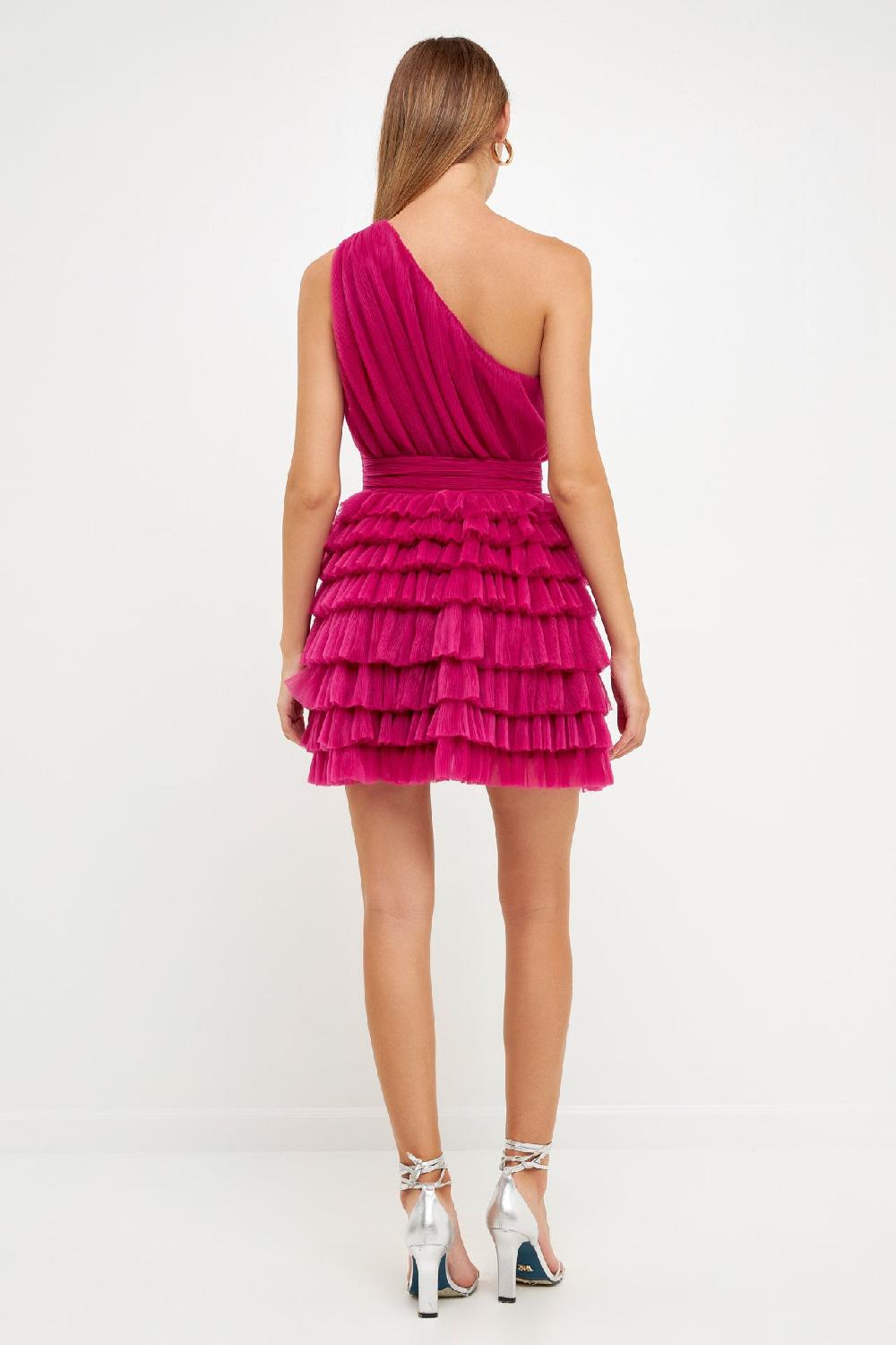 Endless Rose Tiered Tulle Mini Dress MAGENTA