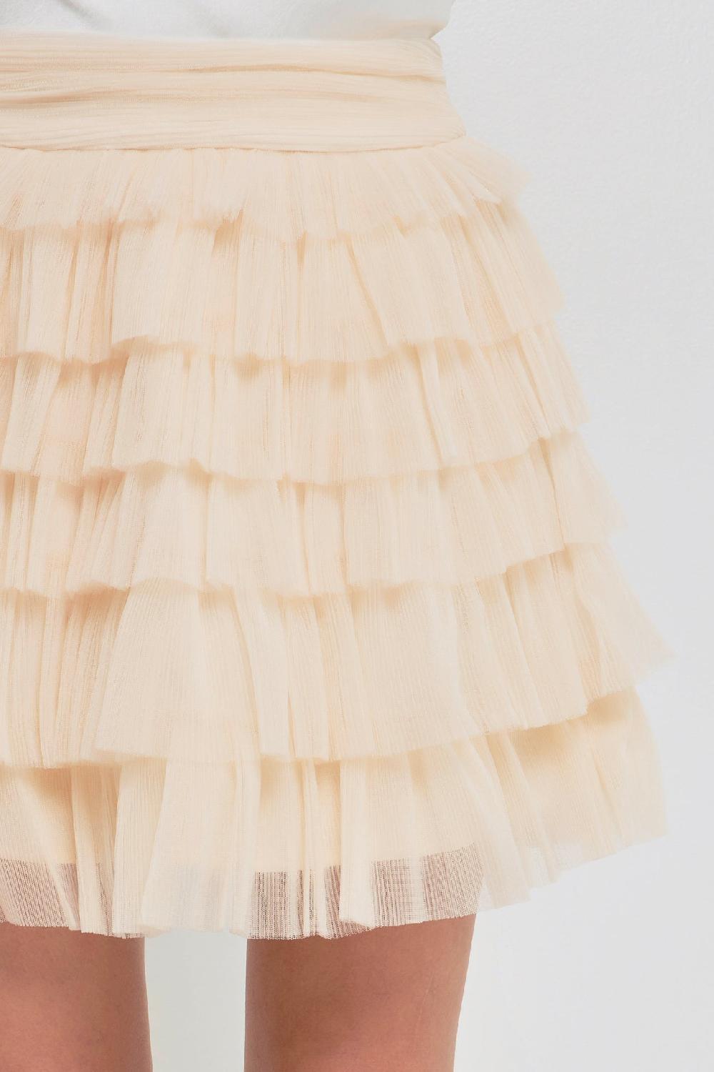 Endless Rose Tiered Tulle Mini Skirt CREAM