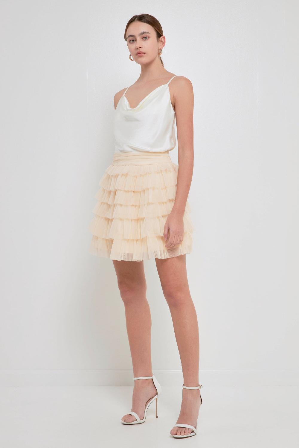 Endless Rose Tiered Tulle Mini Skirt CREAM