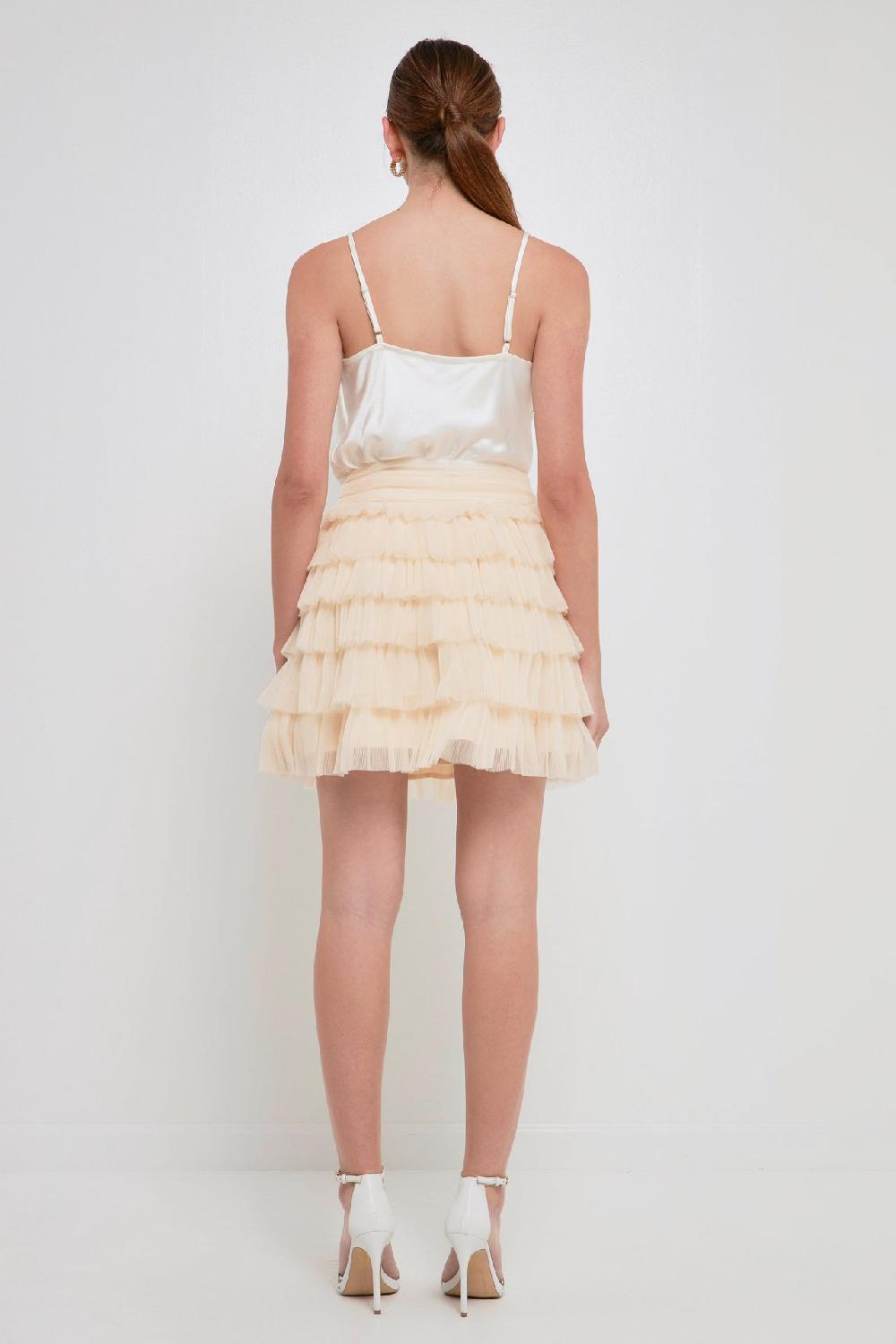 Endless Rose Tiered Tulle Mini Skirt CREAM