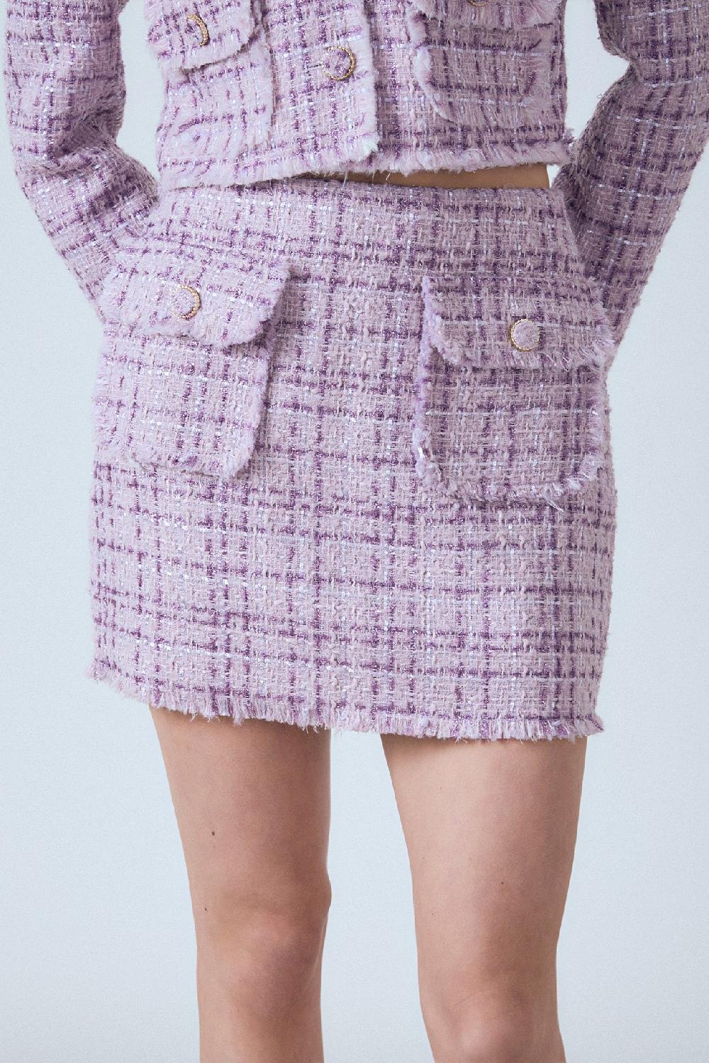 Endless Rose Tonal Boucle Tweed Skirt PURPLE