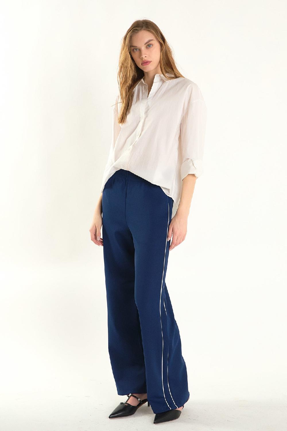 Endless Rose Track Pants With Piping NAVY