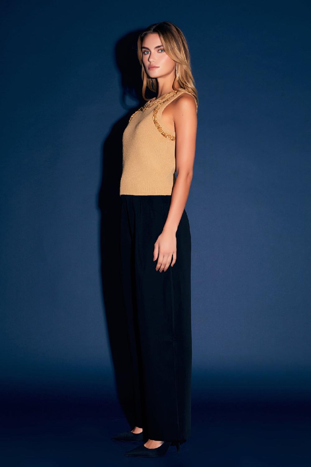 Endless Rose Trim Detail Knit Tank Top PINK