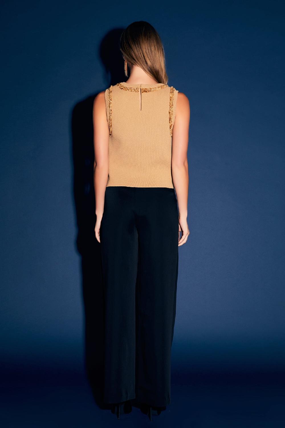 Endless Rose Trim Detail Knit Tank Top PINK