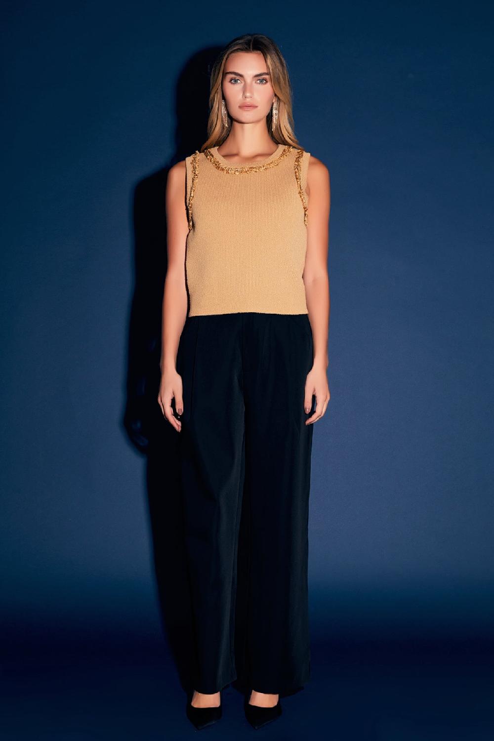 endless rose Trim Detail Knit Tank Top PINK